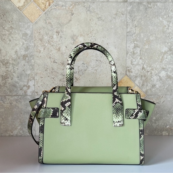 Michael Kors Carmen Medium Flap Satchel Shoulder Bag Light Sage Multi - Picture 3 of 12